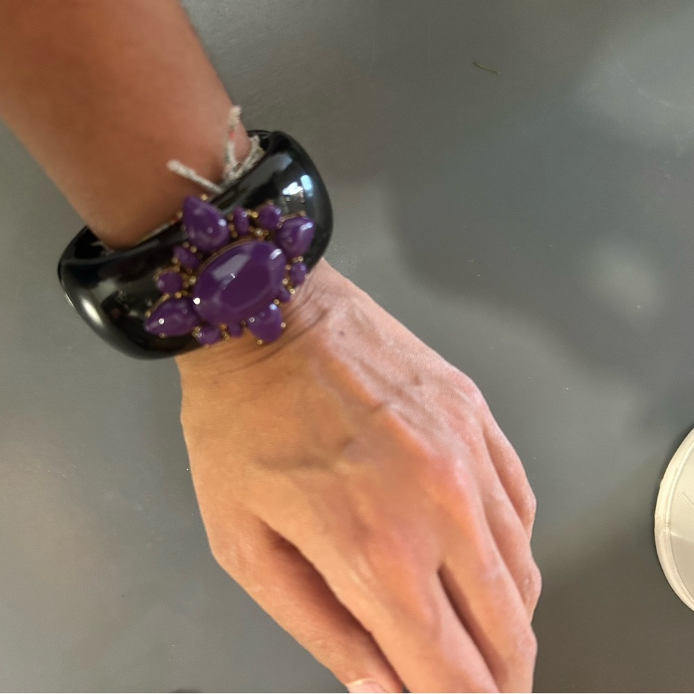 Purple flower Bangle Bracelet